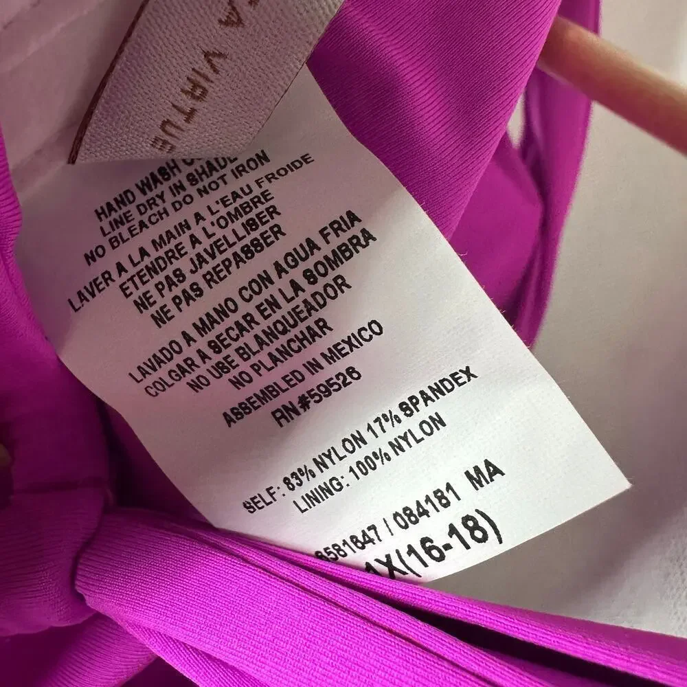 Becca Rebecca Virtue  Swimsuit Pink Strappy One Piece Plus Size 1X